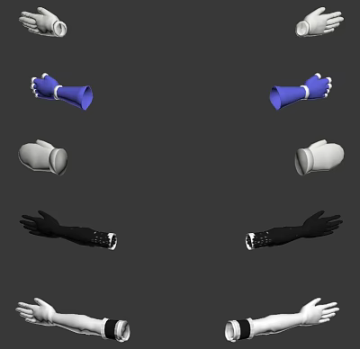 Assorted Colored Long Gloves with Different Colors Designs and Styles 3d model