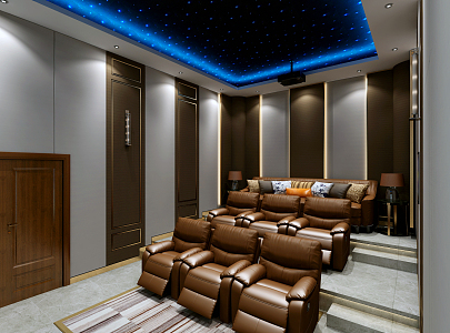 modern video room video hall 3d model