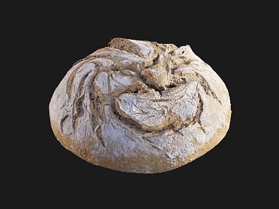 Artisan Rustic Bread With Crusty Surface And Flour Dusting 3d model