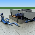 Industrial Processing Equipment With Metal Structure Blue Pipes Motor Drive And Concrete Base Screening System
