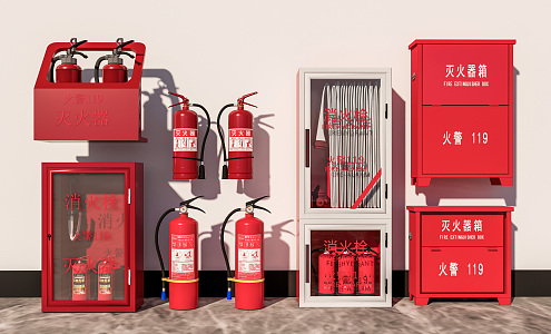 Modern fire fighting equipment fire extinguisher fire equipment fire hydrant 3d model