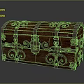 Vintage Wooden Chest With Intricate Carvings And Decorative Metal Hardware
