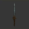 Fantasy Weapon Blue Sword With Orange Wrapped Hilt And Sharp Blade Design