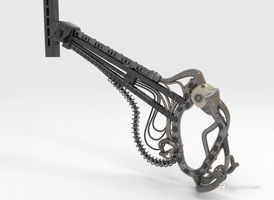 Mechanical Arm Prototype Featuring Metallic Gear Structure Spring Components And Articulated Design 3d model 