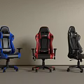 Modern Armchairs in Blue Red Black Colors with Wheels and Ergonomic Design
