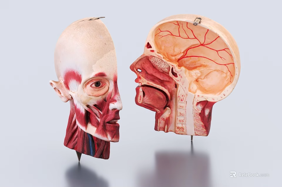 Head Organs Anatomical Model Showing Facial Muscles Brain And Internal Structure 3d model 