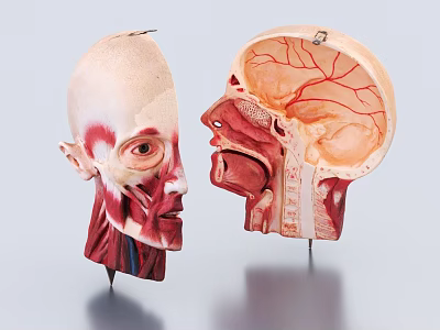 Head Organs Anatomical Model Showing Facial Muscles Brain And Internal Structure 3d model