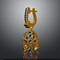 Golden Gemstone Decorated Earrings With Sparkling Diamonds And Exquisite Pendant Design