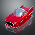 Red Retro Concept Car With Streamlined Design Transparent Canopy And Green Headlights