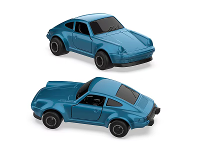 Blue Toy Car Dolls With Classic Design And Shiny Blue Exterior Finish 3d model