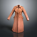 Classic Brown Long Double Breasted Trench Coat With Lapel Collar And Pockets