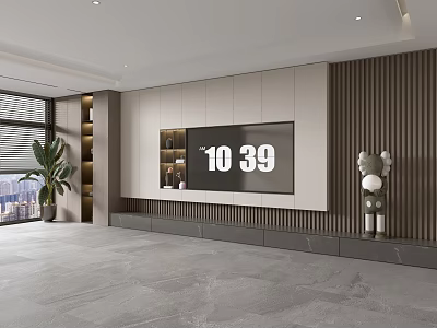 Modern Italian Living Room Light Luxury TV Background Wall Full Wall TV Cabinet Marble Background Wall 3d model