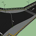 Well Designed Road Infrastructure With Crosswalk Directional Arrows Street Lamps And Guardrails