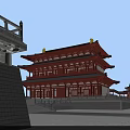Traditional Chinese Ancient Architecture With Classic Roof Red Walls And Pagoda Structure