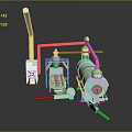 Industrial Processing Equipment with Light Blue Tanks Connected Pipes and Separators