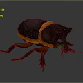 3D Rendered Beetle Model Featuring Dark Body Orange Band Horned Head And Brown Legs