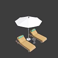 Yellow Cushioned Lounge Chairs With Green Headrests White Umbrella And Small Table