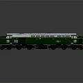 Vintage Green and Silver Diesel Train Model with Red Accents and Reflective Surface