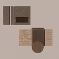 Modern Coffee Table With Marble Top And Wooden Round Striped Base Design