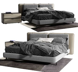 Modern Minotti double bed 3d model