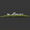 Wood And Stone Circular Structure With Grassland Surrounding Ancient Stone Arrangement 3d model