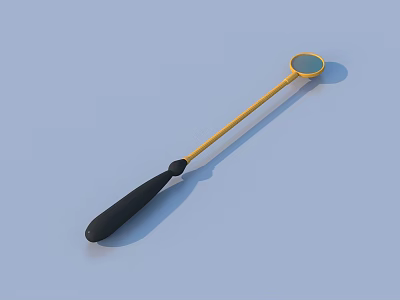 Household Item Handheld Mirror With Black Handle And Golden Rod For Daily Use 3d model