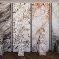 Exquisite Marble Sculpture Carving Showcase With Various Textured Background Panels And Pedestals