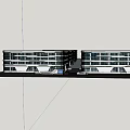 Modern Building Entrance Gate With Glass Door Steps And Trees Around Parking Area