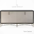 Modern Sideboard With Four Doors Light Panels Black Frame And Metal Legs