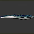 Blue and Black Ray with Streamlined Design and Intricate Patterns on Dark Background