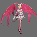 Game and Movie Character With Pink Wings Blonde Hair Nurse Style Outfit and Pink Boots