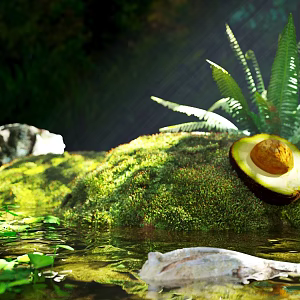E-commerce background moss background landscape green moss 3d model