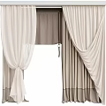Modern Beige Sheer Curtains With Linen Drapes And Tieback Details