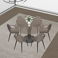 Round dining table and chair combination 3d model