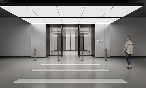 Modern Elevator Hall Elevator Hall Entrance 3d model