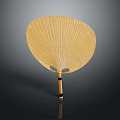 Bamboo Fan Wall Hanging With Natural Slats And Wooden Handle For Home Decor