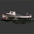 Miniature Pink And White Model Boat Docked On Grass With Chairs And Table