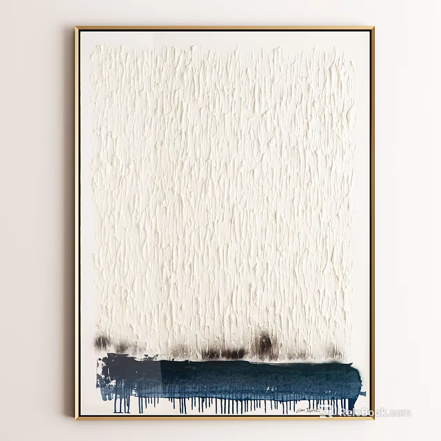 Modern Abstract Painting With White Textured Surface And Deep Blue Lower Section 3d model
