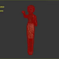 Ancient Egyptian Wooden Statue Standing Figure With Raised Hand And Traditional Attire