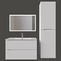 Modern White Bathroom Vanity Unit With Mirror And Storage Cabinet Top 3d model