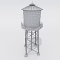 Industrial Water Tower Equipment With Metal Frame Support And Platform Structure 3d model