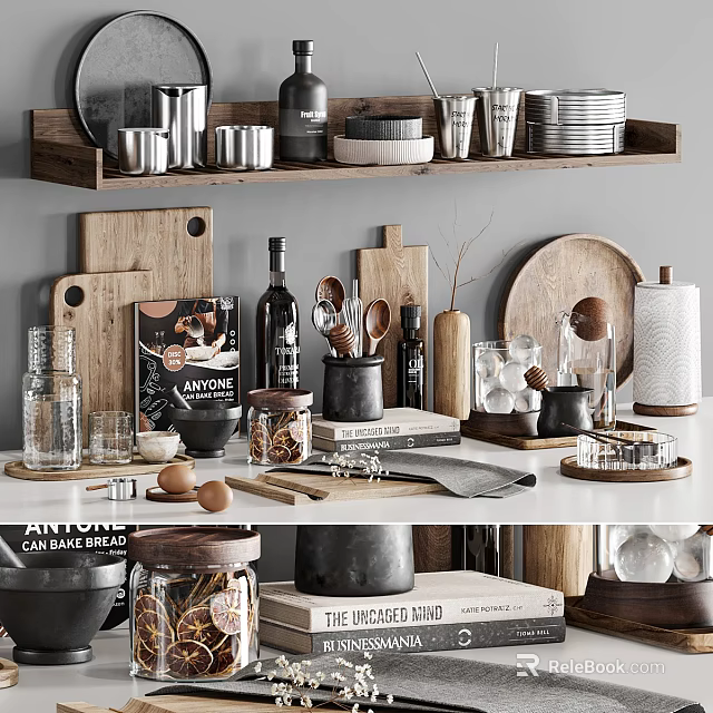 Stylish Kitchenware Arrangement In Modern Kitchen 3d model 