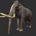 Realistic Mammoth 3D Model With Long Curved Tusks And Gray Body