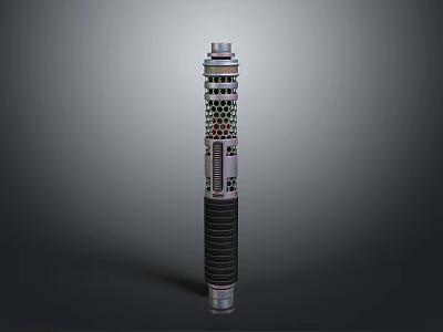 Futuristic Sci Fi Weapon With Detailed Metal Sections Decorative Patterns And Long Cylindrical Grip 3d model