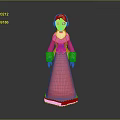 Animated Princess Character In Pink Gown With Long Blonde Hair And Green Accessories