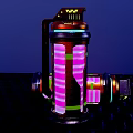 Futuristic Cylindrical Weapon With Glowing Purple Pink Lights And Tech Design