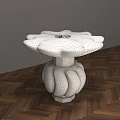 White Flower Shaped Dining Table With Petal Designed Base On Herringbone Pattern Wooden Floor 3d model