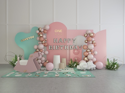 Baby Banquet Meichen Balloon Decoration Balloon Party 3d model