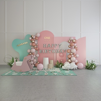 Baby Banquet Meichen Balloon Decoration Balloon Party 3d model