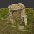 Ancient Stone Dolmen Structure With Large Stones Green Grass And Entrance Chamber